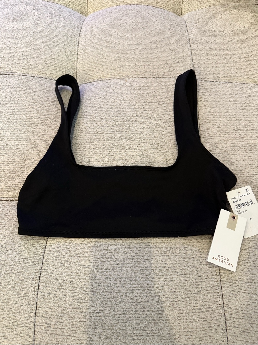 Good American Black Square Neck Bikini Top